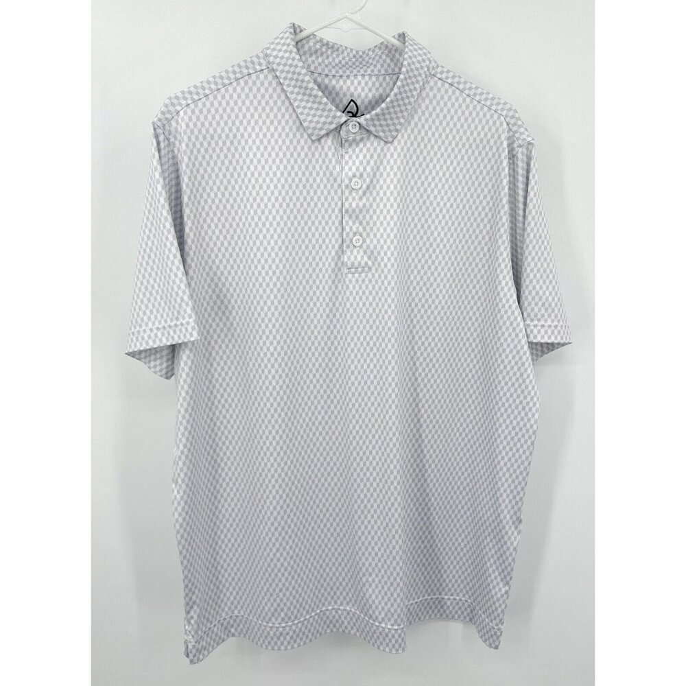Deolax Golf‎ Polo Shirt Men's Size L AOP Gray Stretch Short Sleeve